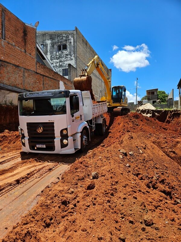 EQUIPEÇAS — Carregamento de terra com caminhão e escavadeira